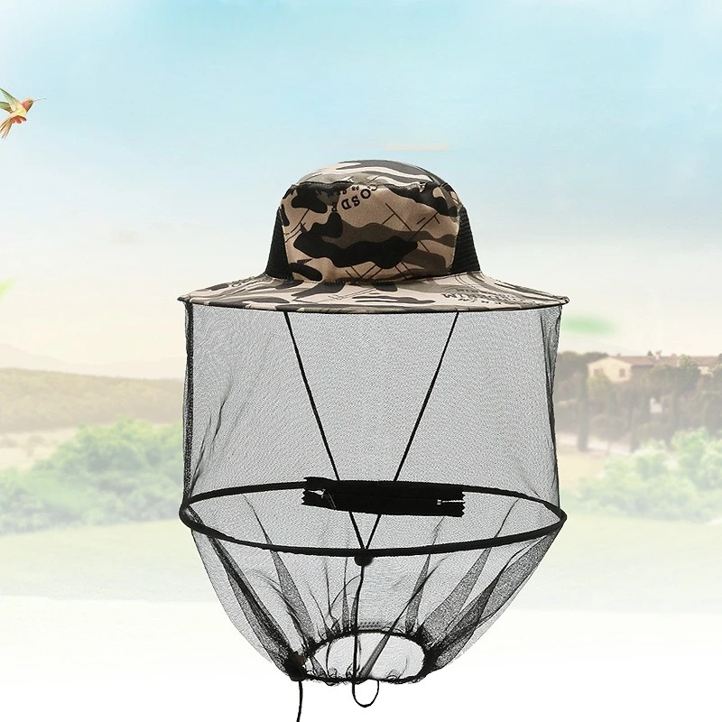 1PC Casquette de pêche avec filet anti-moustiques intégré, chapeau de protection solaire pliable avec protection contre les insectes et les abeilles pour le camping et la randonnée en extérieur