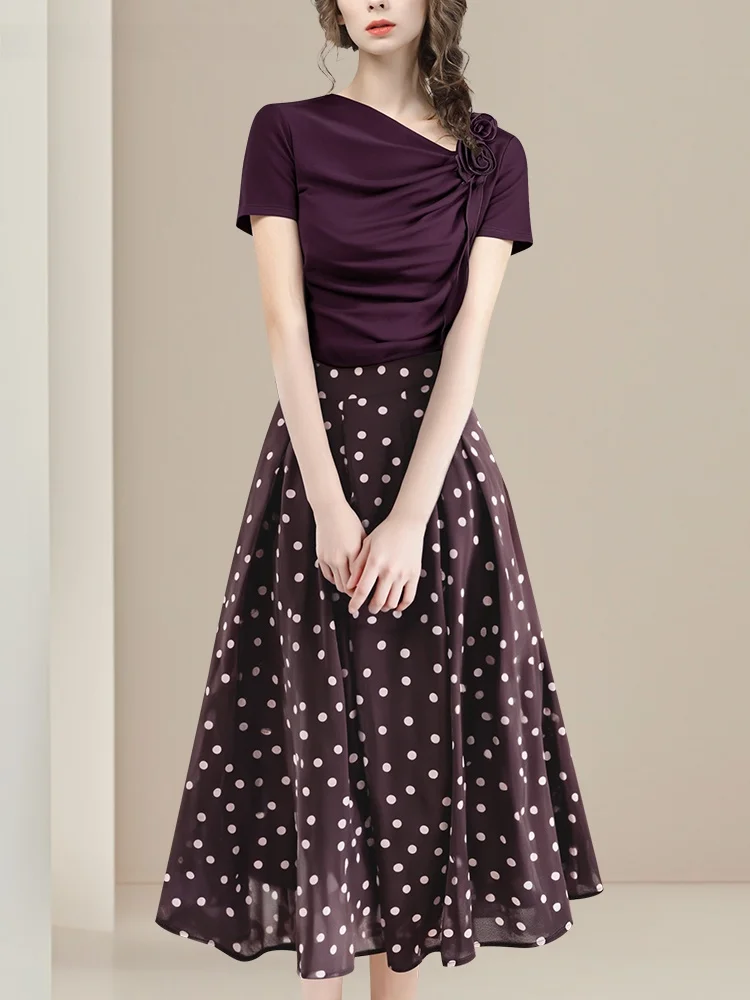 เสื้อยืดผู้หญิง Ele รุ่นซัมเมอร์ 2025 ลายดอกไม้ ดีไซน์เรียบง่าย เนื้อผ้าคุณภาพดี สวมใส่สบาย