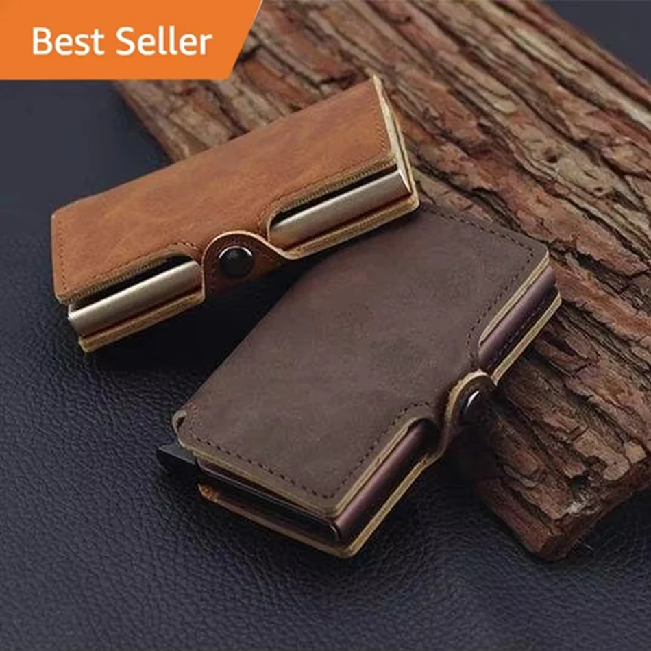 سليم حامل بطاقة الأعمال الرجال المحفظة المعدنية تتفاعل المحفظة الذكية Trifold المنبثقة حالة البنك الائتمان زيارة حامل بطاقة Visitekaarthouder