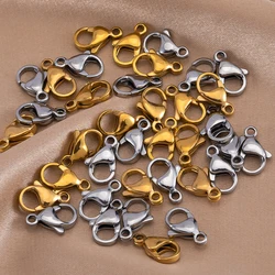 20-100Pcs 18K Gold Stainless Steel Lobster Clasps Hooks for DIY Necklace Bracelet Chains Jewelry Making Findings Supplies 9-15mm