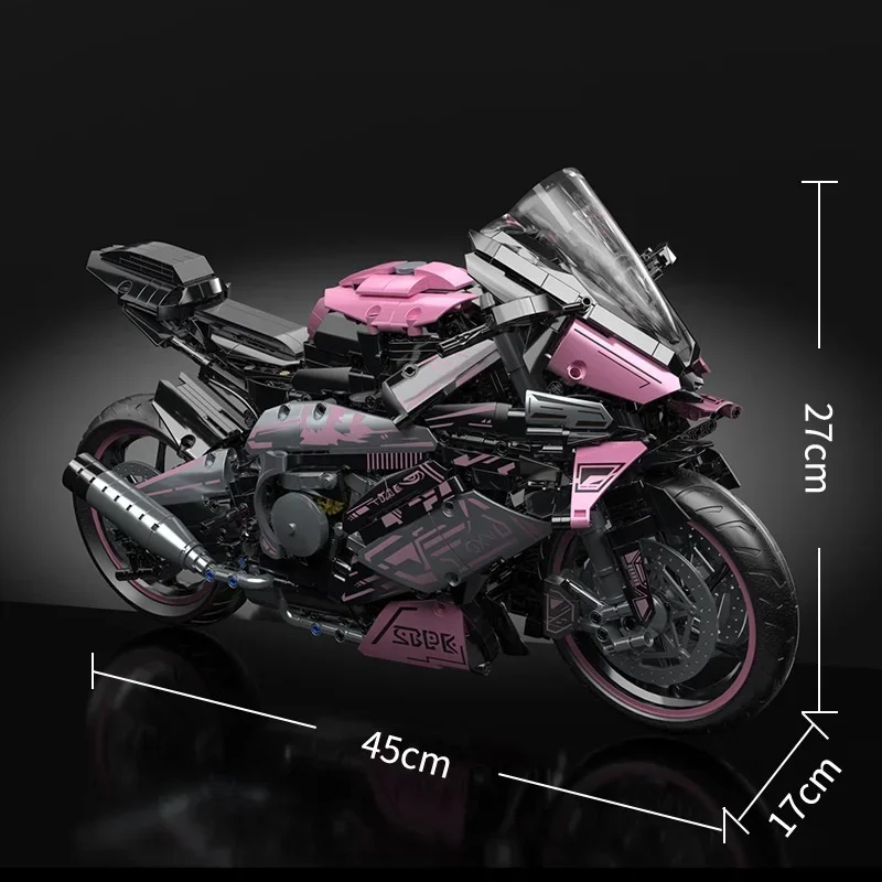 Rosa High Tech City Sports Rapid Racing Motocicletta Moto Moc Modello modulare in mattoni Blocchi di costruzione Regali per ragazzi Giocattoli