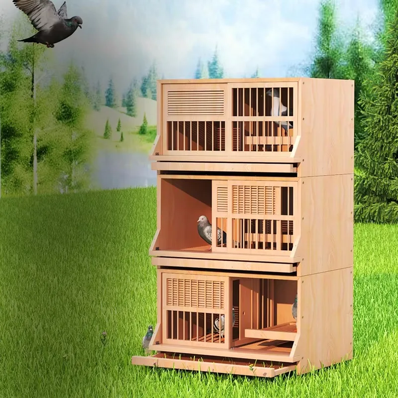 

Environmentally friendly wooden pigeon nest box with button closed pigeon cage