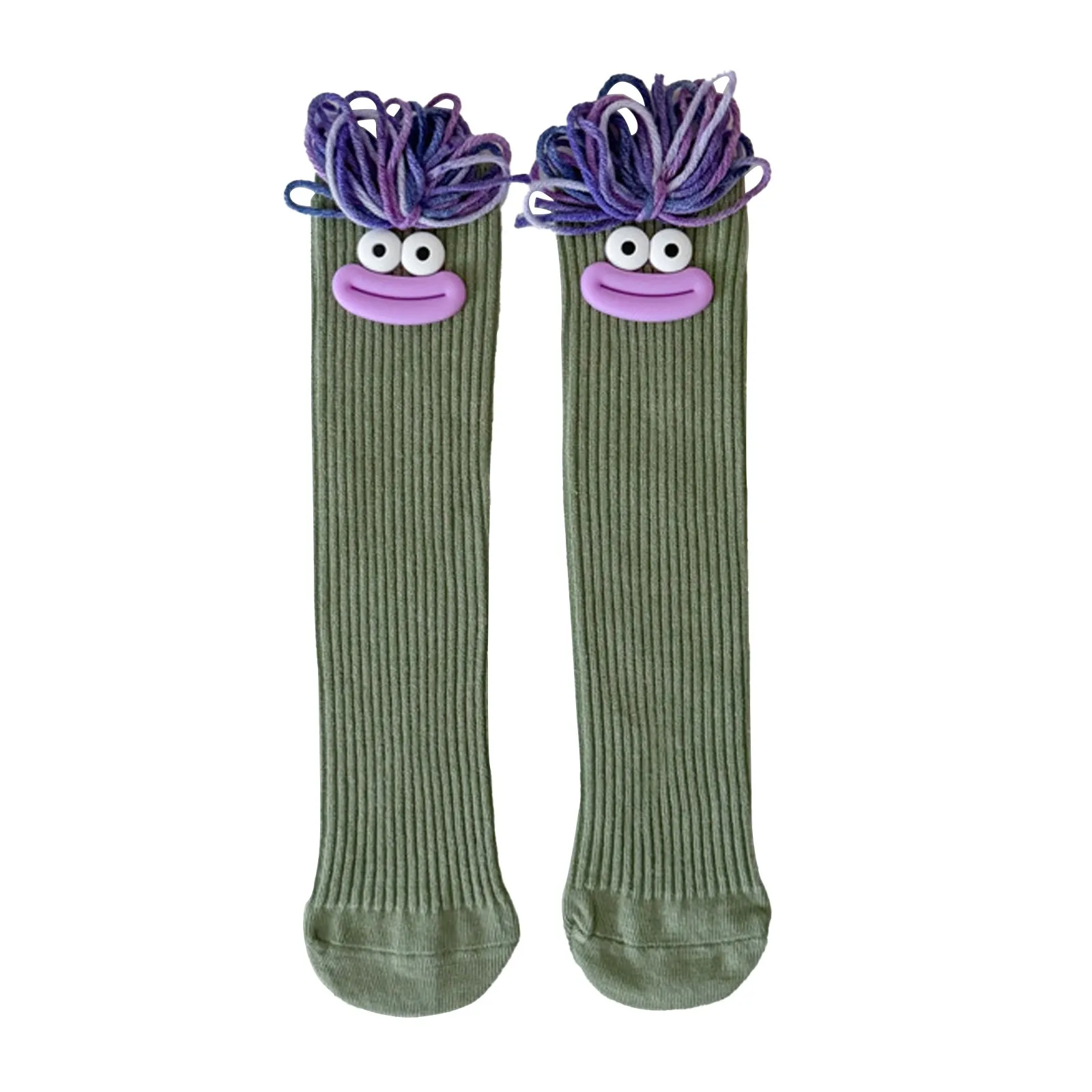 Frau Mittlere Länge Kawaii Cartoon Bunte Socke Mädchen Großen Mund Zöpfe Lustige Baumwolle Lange Socken Weibliche Nette Über Knie Hohe Strümpfe – Detail 11