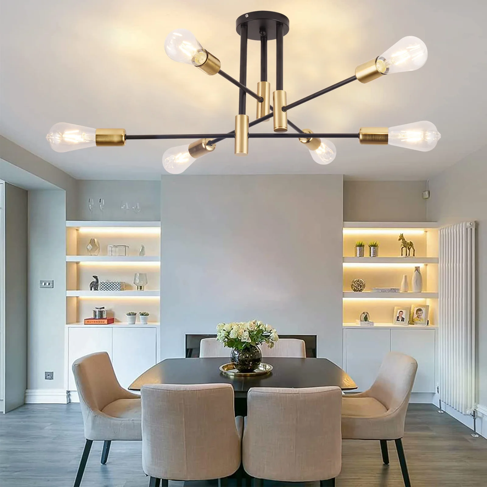 

Multi Heads Ceiling Lights Led Ceiling Lamp Retro Iron Ceiling Chandeliers for Kitchen Dining Room Living Room Bedroom(Not Bulb)