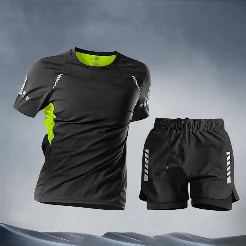 Casual Suits for Men Men's Summer Shorts Set Gym Outfit Student Short Sleeve Tee 2 Piece Set Tracksuits Men Casual Men Clothing