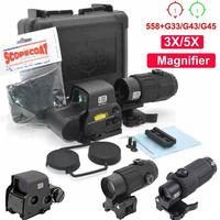 558 Holographic Collimator Red Dot Sight G43/G33/G45 3X 5X Magnifier Airsoft Hunting Gear w/ 20mm Rail Mounts & QD Lever