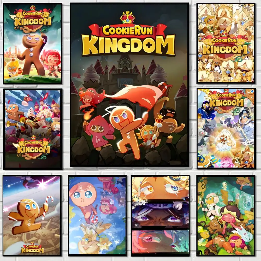 CookieRun Kingdom Game Cute Fantasy Poster Self-adhesive Advanced Aesthetic Printing Paper Wall Art for Living Room Home Decor