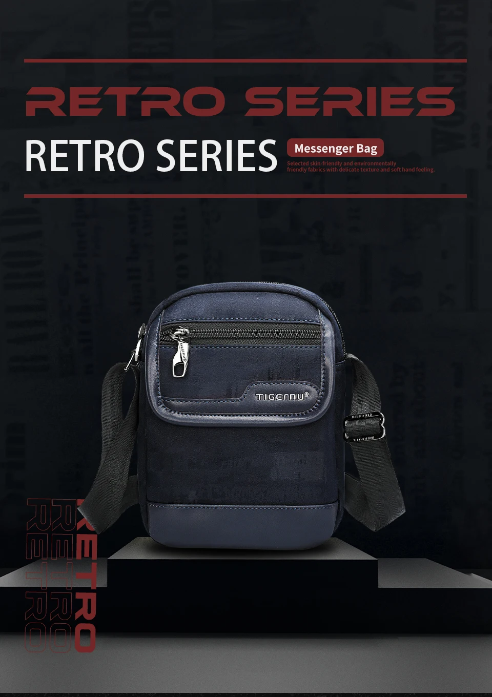 Tigernu Herren Umhängetasche Leichte Mini Umhängetaschen Lässige Reise Sling Bag College Messenger Bags Für Männer Retro Serie – Detail 1