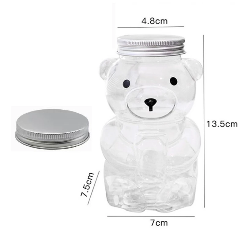 500ml Transparent Bear Beverage Bottle Cold Drink Milk Tea Juice Bottle Milk Tea Coffee Cup Honey Container Straw Bottle