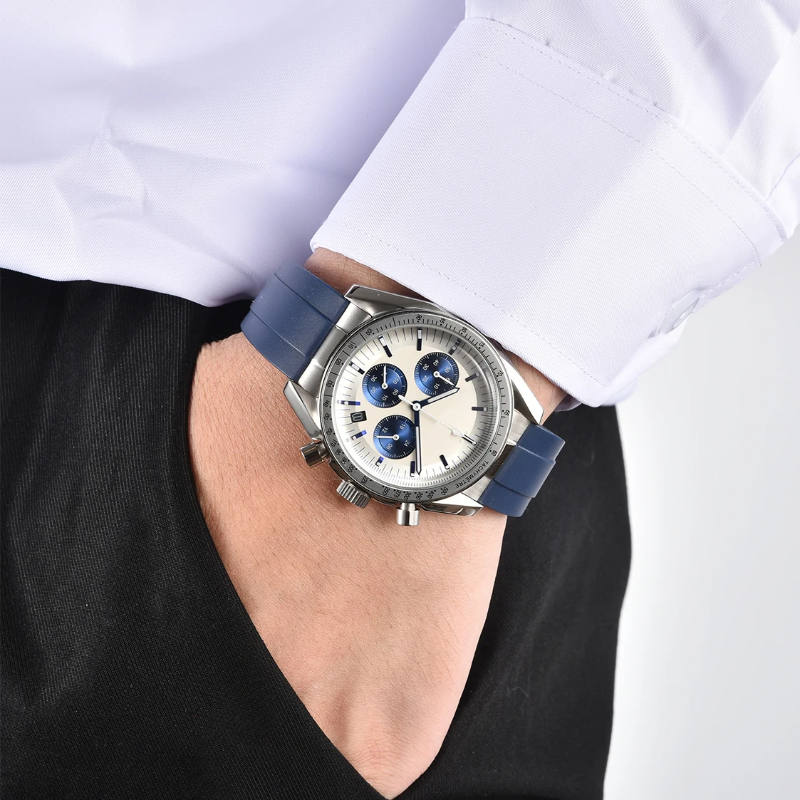 Moon Series 40mm Automatic Calendar Men's Watch VK63 Movement Super Stylish Six Hands Sapphire Mirror Luxury Watch