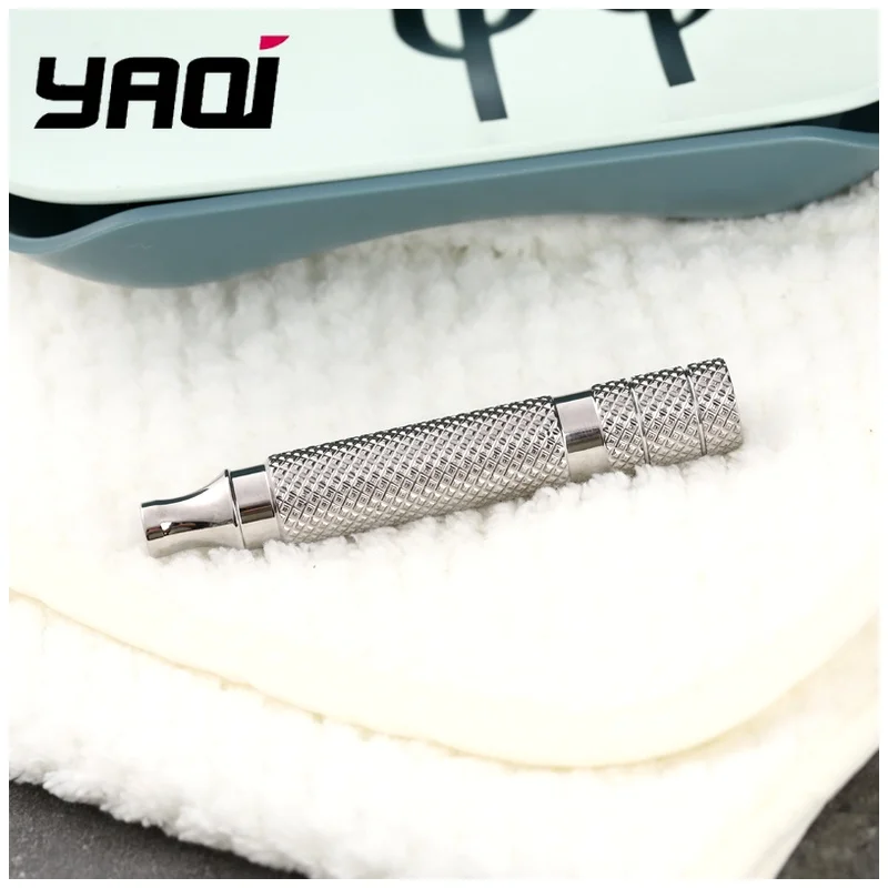 YAQI Polished Titanium Safety Razor Handle Razor Handle Men Shaving Products Wet Shave Tools Grooming Tool Best Gift for Men