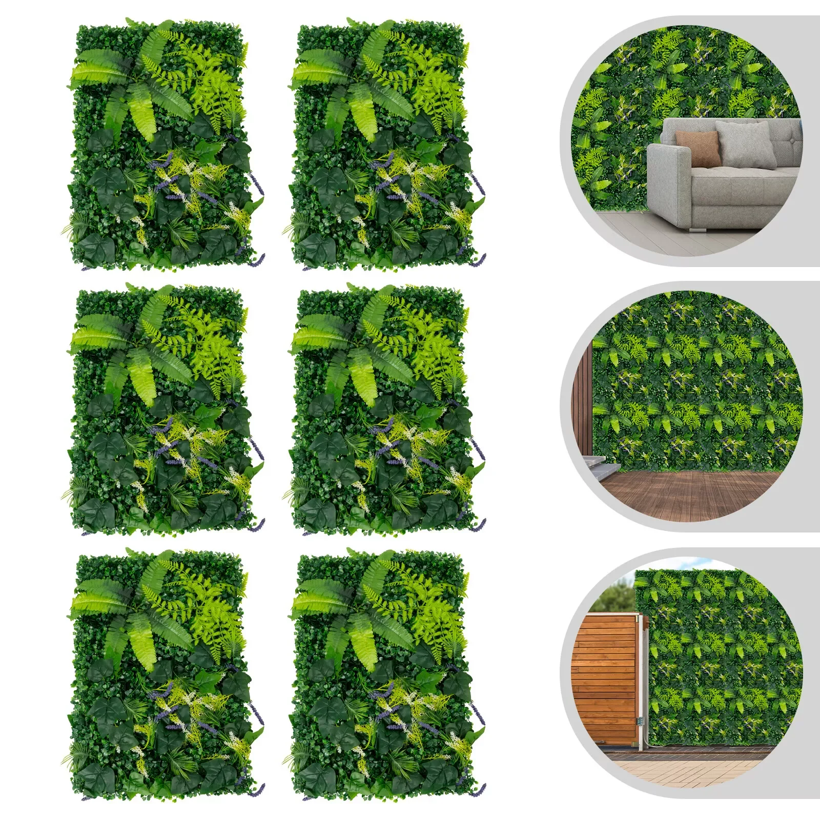 

6PCS Artificial Greenery Walls 60*40cm/23.62*15.75in Wall-Mounted Greenery Wall Artificial Grass Backdrop Wall