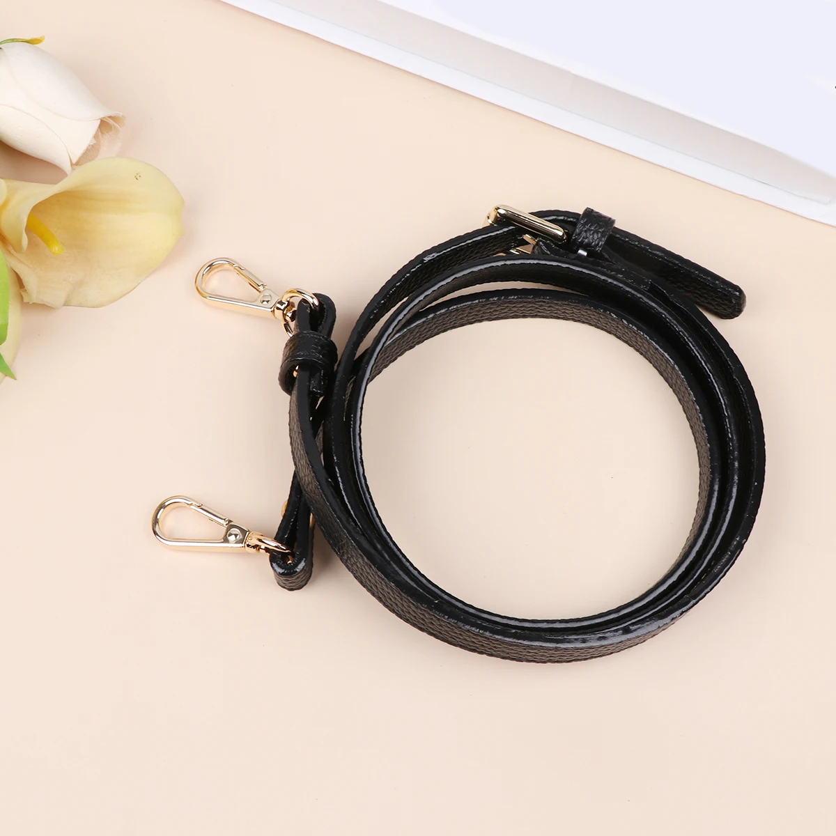 

Adjustable Shoulder Strap Black Sling Women Elastic Replacement PU Long Comfortable Crossbody Bag Strap Durable Material Gift