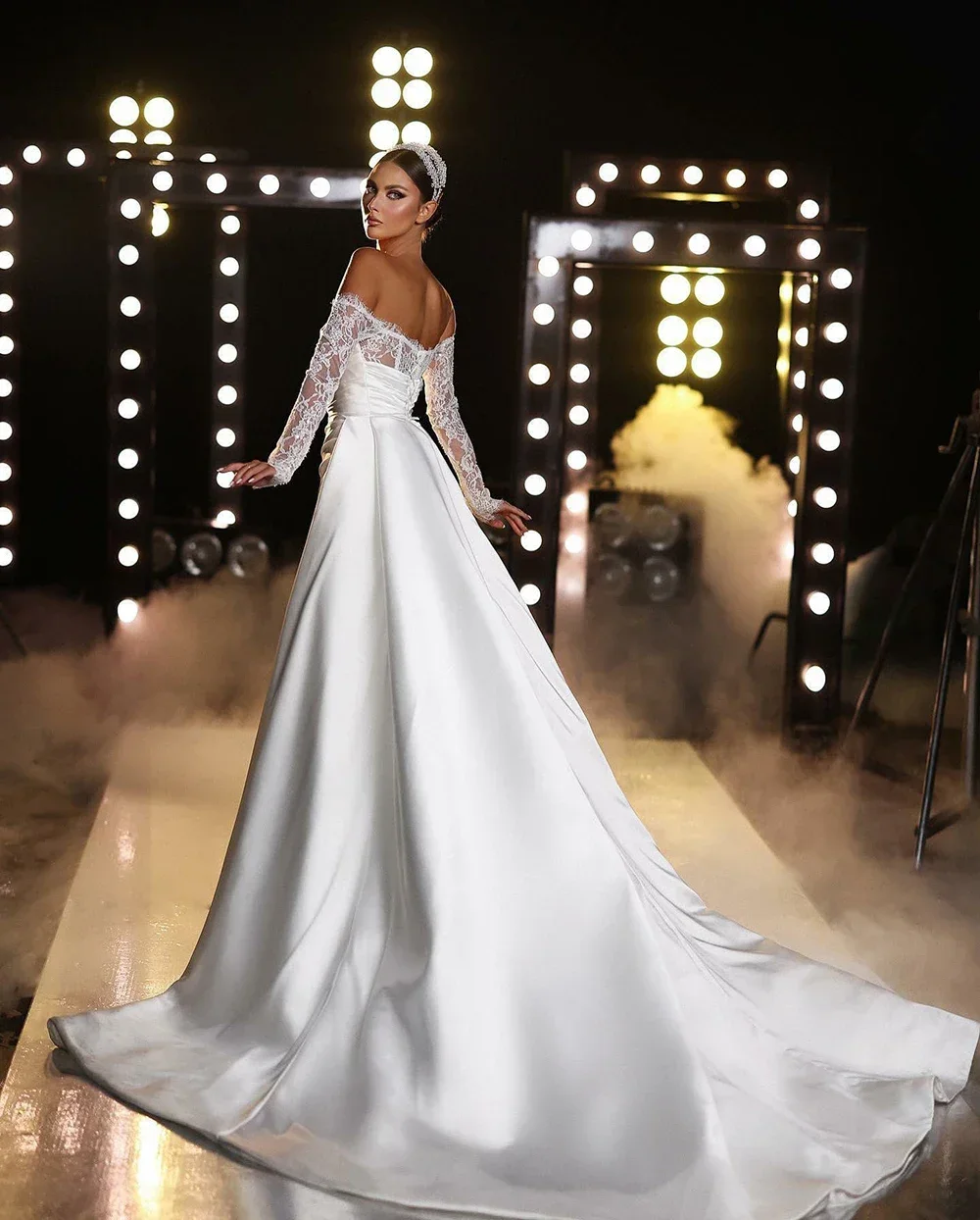 Flavinke Dubai Off Shoulder Kanten Lange Mouwen Zeemeermin Trouwjurken Met Afneembare Lieverd Bruidsjurken Vestidos De Novia