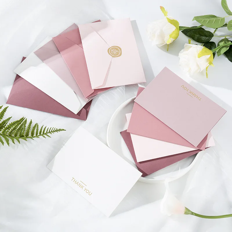 

5PCS High Quality Envelopes Set With Greeting Cards Wedding Valentine's Day Birthday Party Invitations Blessing Thank You Card