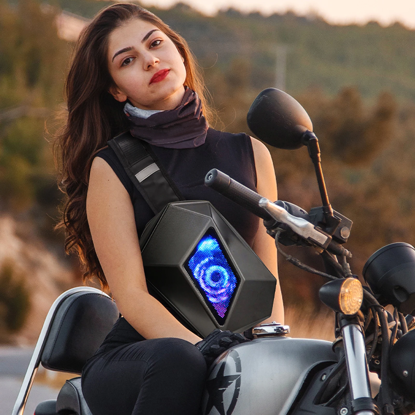 Mochila LED con Control Bluetooth para motocicleta, bolsa de viaje impermeable para montar en motocicleta, Campi de viaje