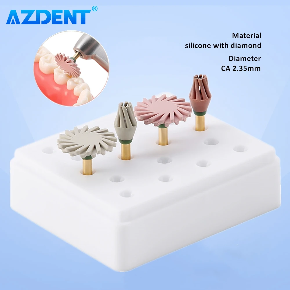 

4PCS Dental Composite Polishing Wheel Kit AZDENT High-Gloss Polishing Disc Silicone with Diamond Polisher Dentistry Tools