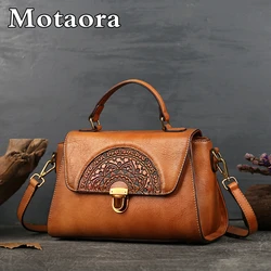 MOTAORA Vintage ręcznie robione tłoczone torebki damskie torby na ramię projektant luksusowa torebka kobieta torba Crossbody torebki damskie