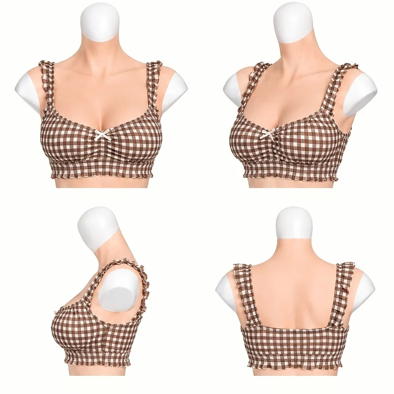High Neck Silicone Chest Plate, Natural Soft Texture Bust Pad C D E G Cup for Cosplay Costume Stage Party Decorative Additions
