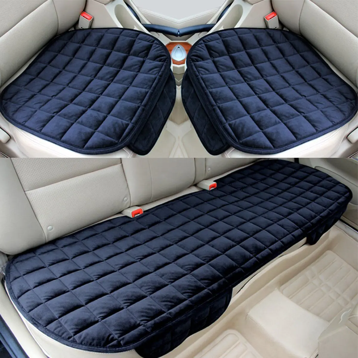 Car Rear Seat Cushion Cover Warm Black Car Front Seat Cushion Anti-Slip Rear Back Chair Seat Pad For Vehicle Auto Protector