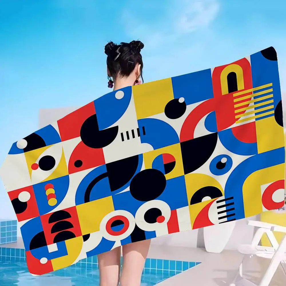 Bauhaus Modern Simplicity Geometric Microfiber Beach Towel Absorbent Quick dry Soft Yoga Swimming Resort Mountain Climbing Towel