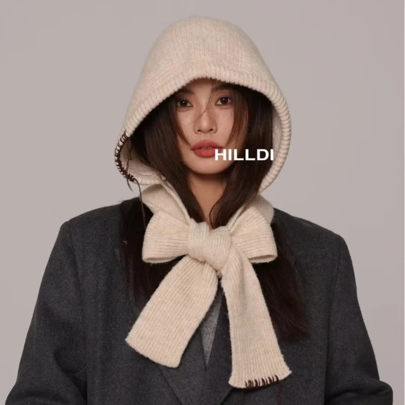 

Корейская вязаная Балаклава 2025 года, зимняя шапка на все лицо с защитой шеи, модное снаряжение Boniu для холодной погоды