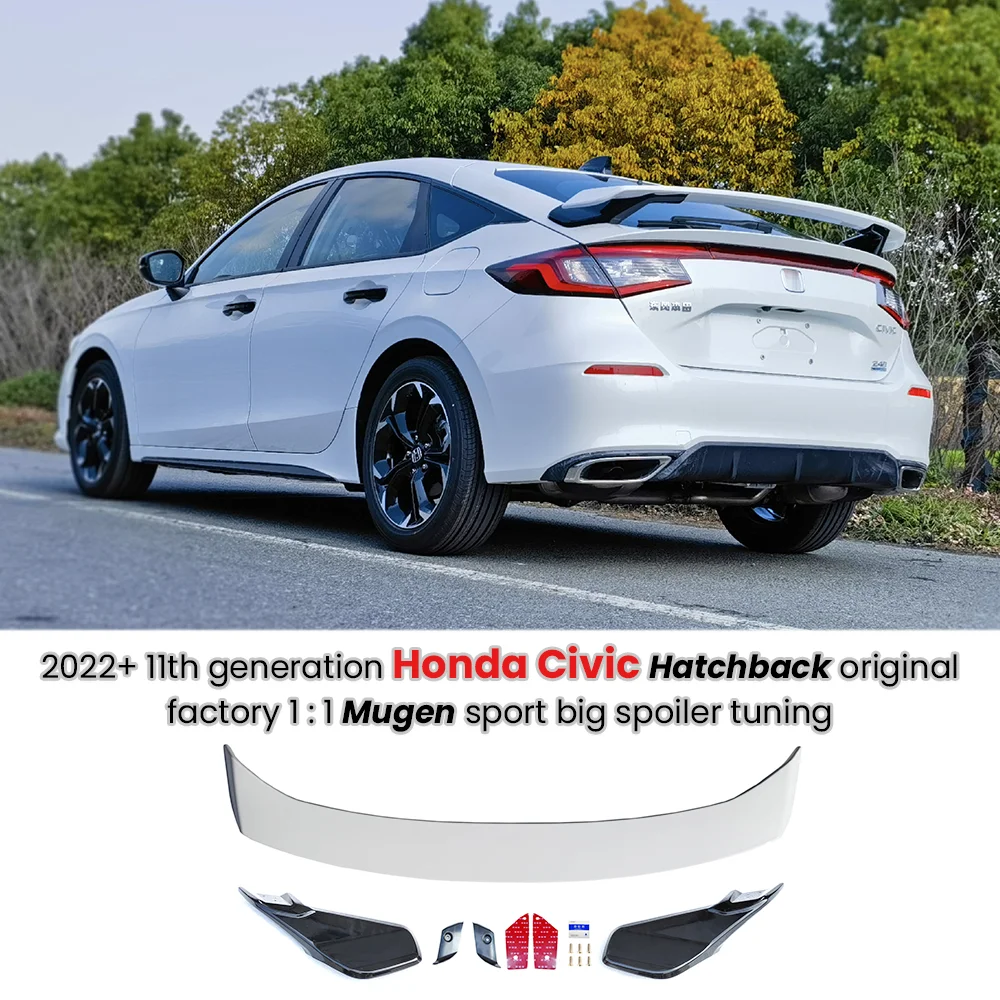 

Mugen Spoiler For Honda Civic Hatchback 11th Generation 2022+ Glossy Sport Body Kit rear Spoiler Honda Accessories Car Update