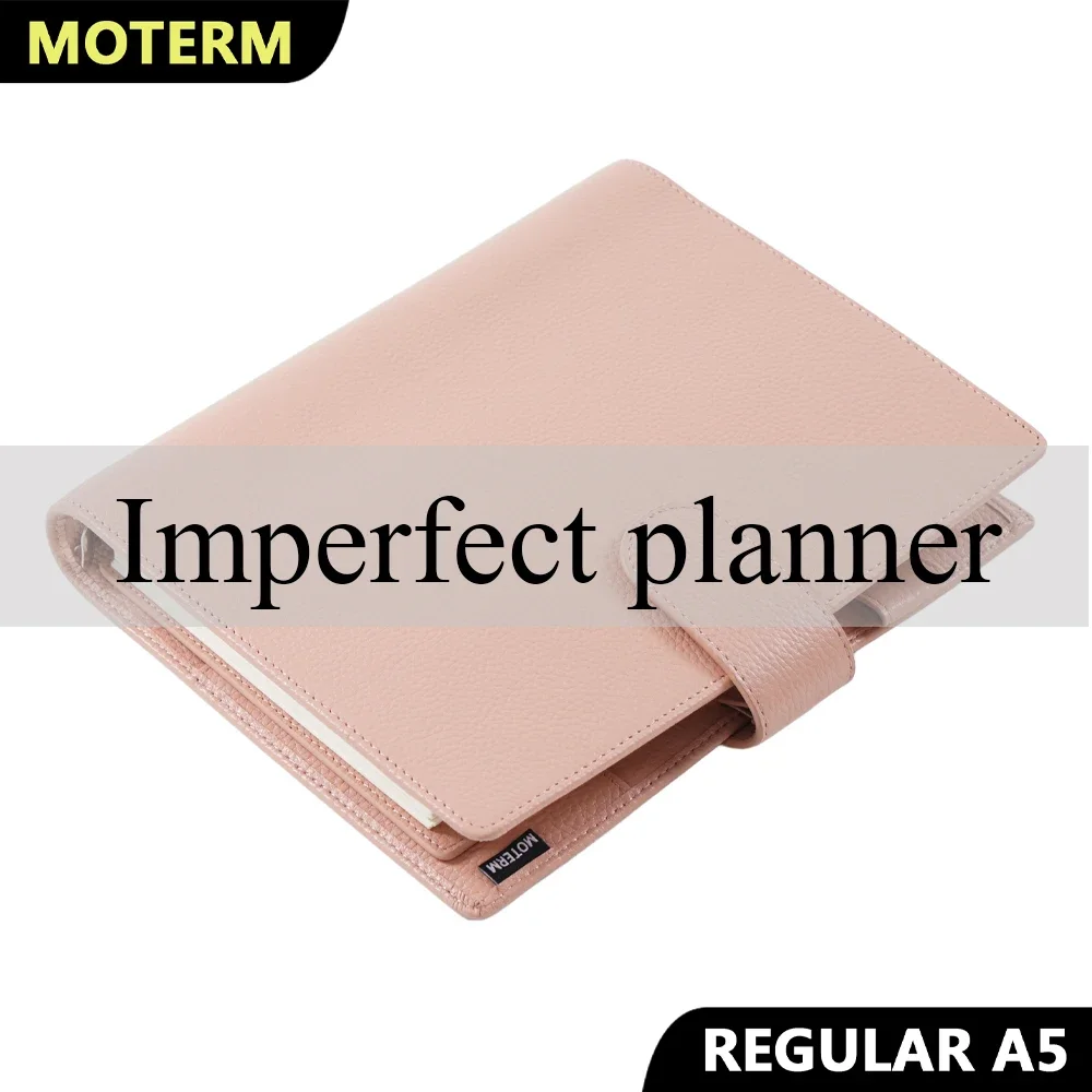 

Limited Imperfect Moterm Regular A5 Size Rings Planner with 19MM Rings Binder Genuine Pebbled Grain Leather Notebook Sketchbook