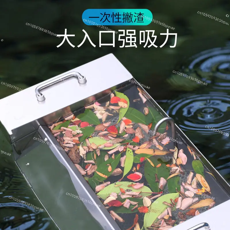 Stainless Steel Pool Skimmer Large Flow Floating Object Fish Pond Leaf Collection Device Oil Removal Film