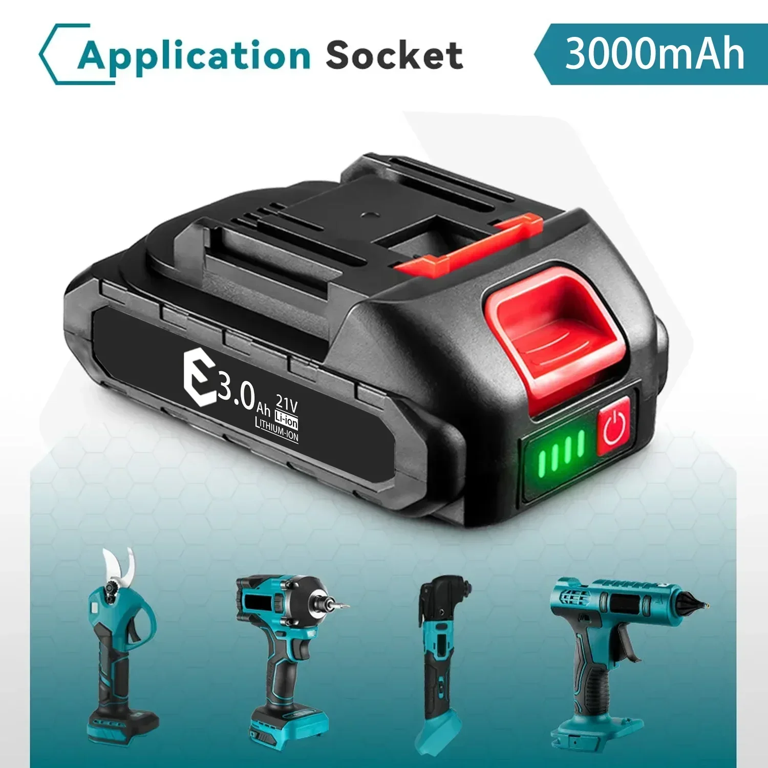 Makita 21V 3000mAh Li-ion Battery Pack 5S1P High-Power Fast Charge with LED Power Indicator for Electric Drill/Saw Tools