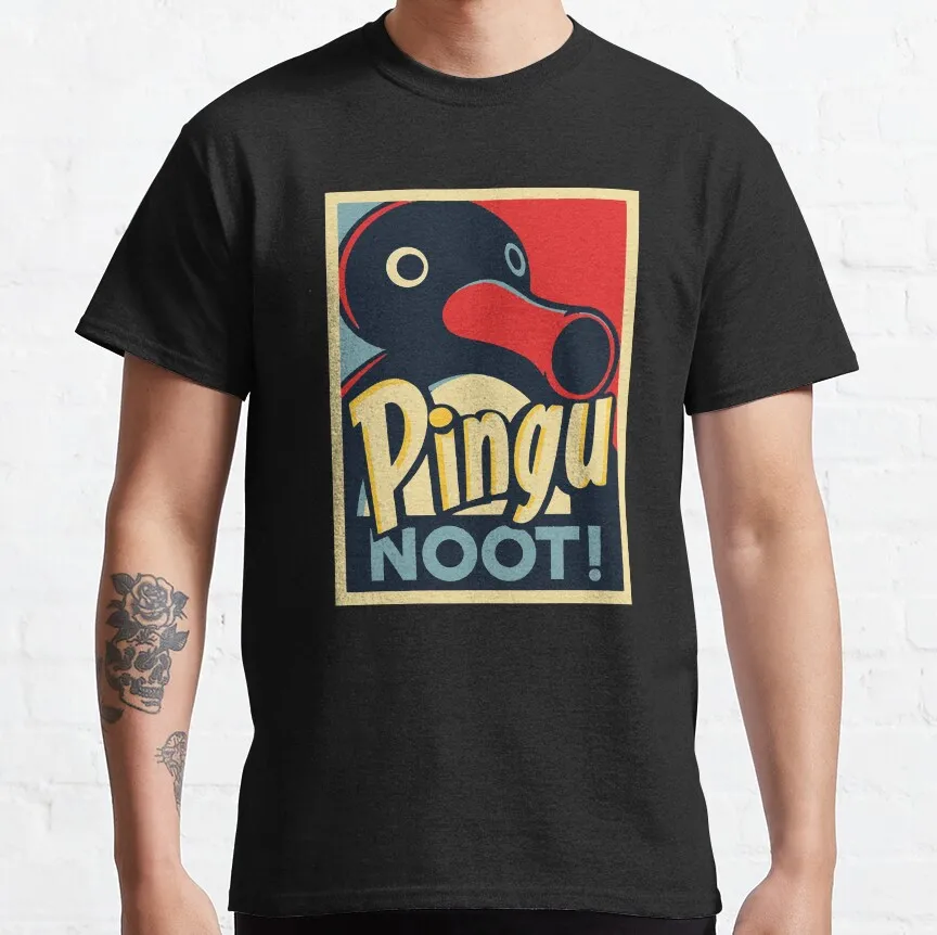 

Vintage Noot Noot Pingu Meme Retro 80s cartoon graphic t shirts Funny Penguin Lover Gift t shirt 100% cotton arge size tops