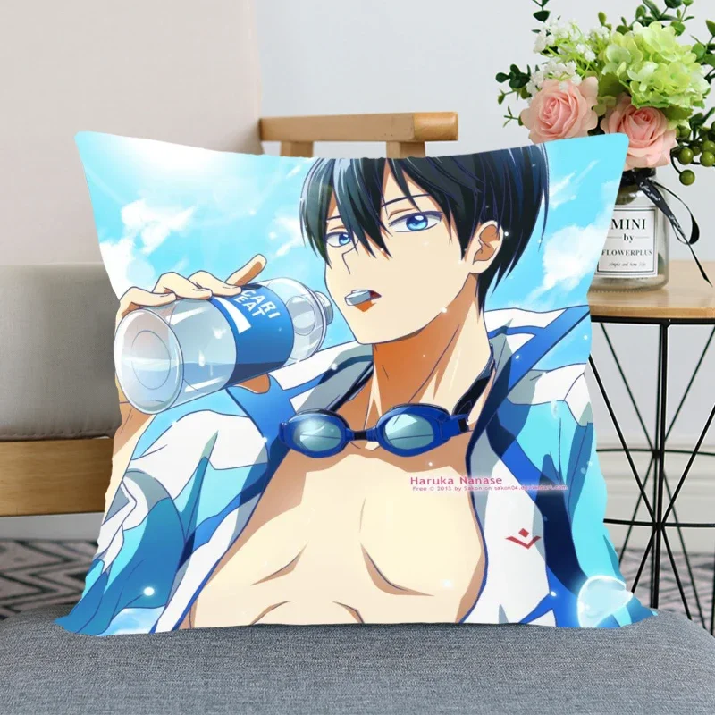 New Arrival Nanase Haruka  Pillow Cover Bedroom Home Office Decorative Pillowcase Square Zipper Pillow cases Satin Soft No Fade