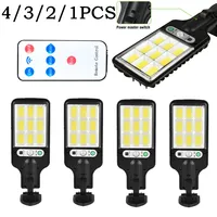 4/3/2/1Pcs LED Solar Outdoor Remote Control 3 Modes LED Courtyard Wall Lamp Human Body Induction Garage Door Street Lighting