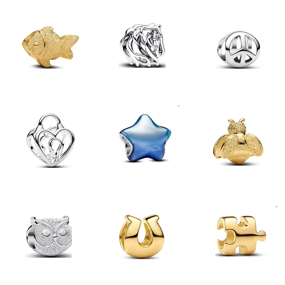 

New white copper silver plated gold smiling face fish ladybug star bead DIY accessory beads