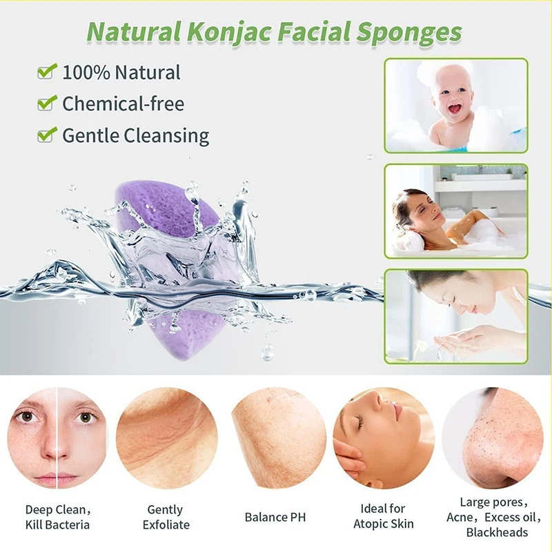 25pcs Custom Logo 100% Natural Fiber Organic Facial Sponge For All Skin Type Cleaning Sponge Konjac Sponge