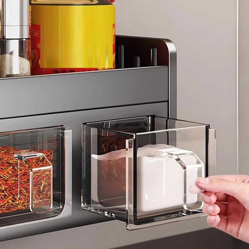 ●Wall-Mounted Stainless Steel Spice Rack - Multi-Functional Storage for Kitchen Spices, Jars, and Organizers-ABFB