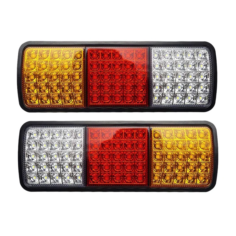 2Pcs 12V 75 LED Waterproof Taillights for Truck RV Van Bus Trailer Lights Signal Indicator Brake Stop Reverse Lights