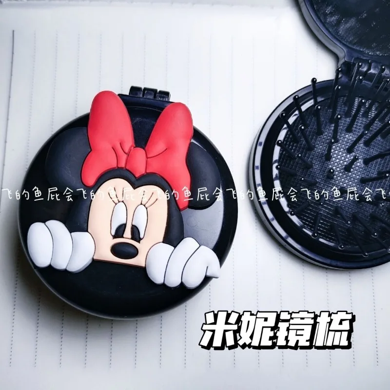 New Mickey Mouse Mini Portable Folding Clamshell Airbag Mirror Comb Portable Comb and Mirror Dual-use All-in-one Cute Comb