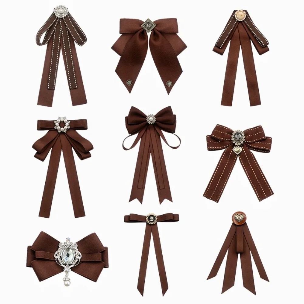 جديد أنيق الشريط ربطة القوس فيونكة بروش أنيق المهنية الساحرة دبابيس القهوة اللون رابطة عنق للفتيات #1