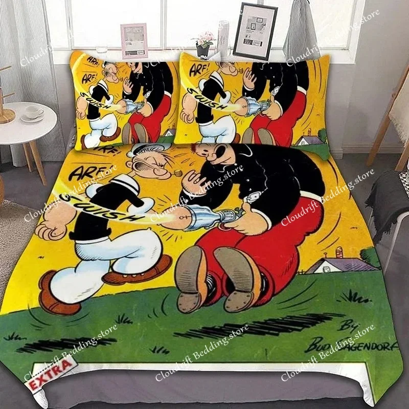 Exquisite 3D the Sailor Wallpaper Cartoon P-Popeyes Digital Printing Bedding Set Duvet Cover Comforter Bed Boys Girls Gift