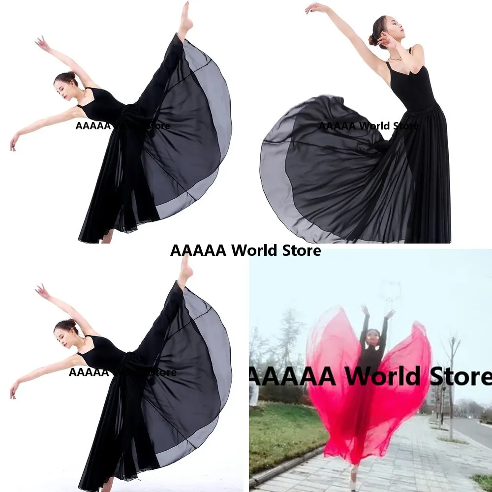

Purple White Blue Black Modern Ballet Skirt Women Chiffon Long Ballroom Skirt for Adult Kid Cosplay Performance