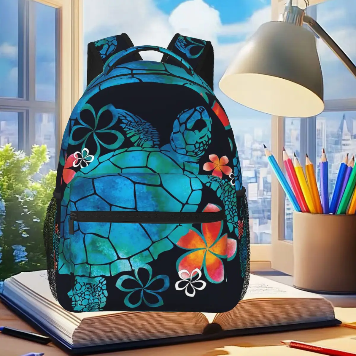 

Sea Life Turtle An Ocean Themed Backpack Student Boys Girls BookBag Kids School Bag Laptop Shoulder Bags for Men Women