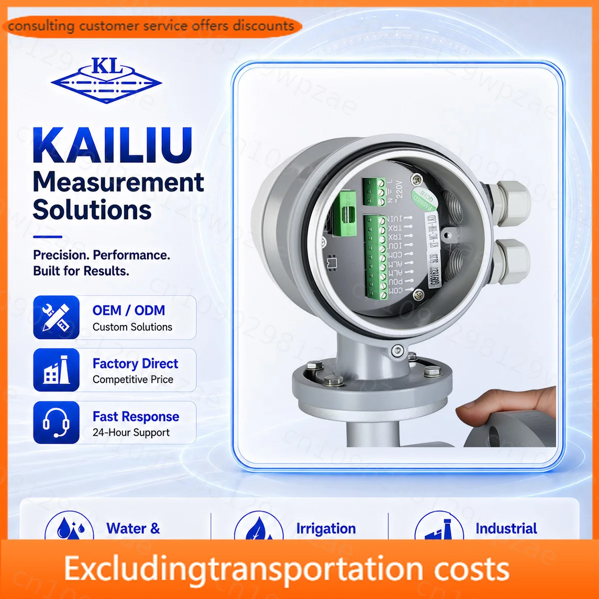 Factory Direct Supply LCD Display Professional Electromagnetic Industrial Stainless Steel Water Flow Meter for Chemical Industry