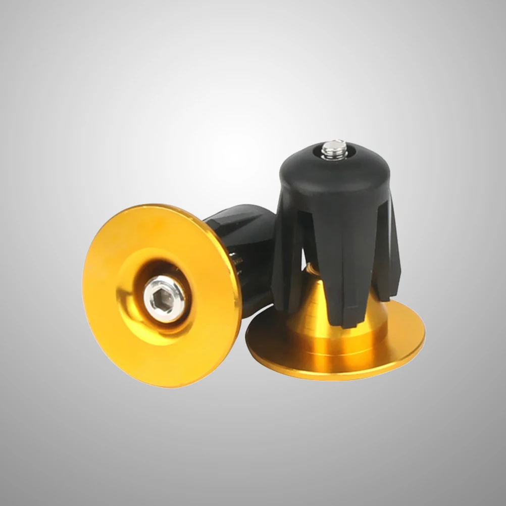 

1 Pair Bar End Plugs Aluminum Alloy Handlebar End Caps Bike HandleBar Plugs for Mountain Bike Road Bike (Gold)