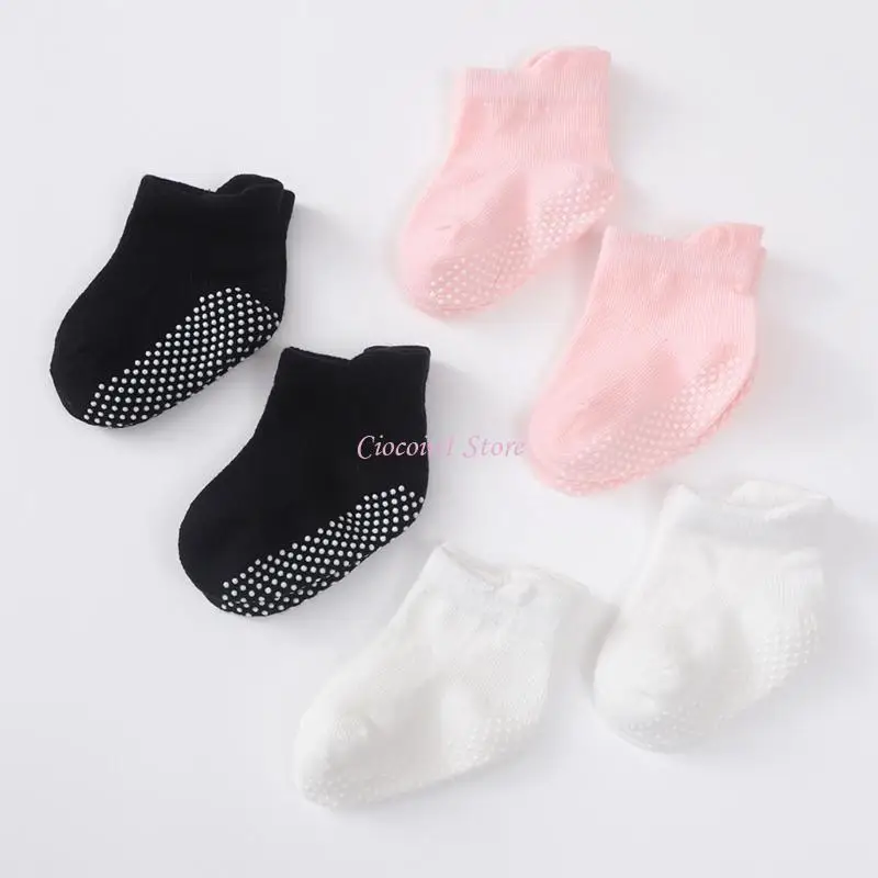 Y1UB 1 Pair Baby Floor Socks Cotton Infant Socks with Non Slip Design for Safe Step