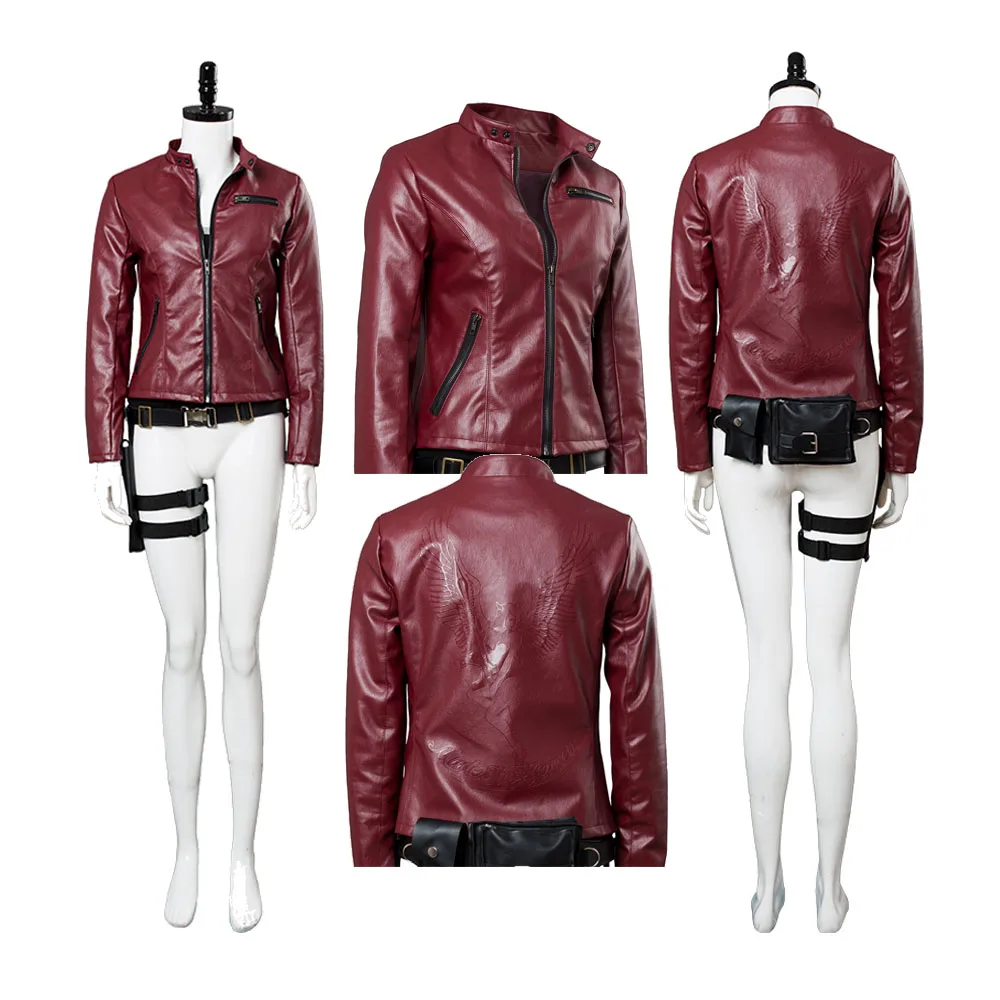 Claire Redfield Cosplay Party Disguise Jacket Coat Belt Costume Resident 2 Halloween Carnival Adult Women Girls Suit