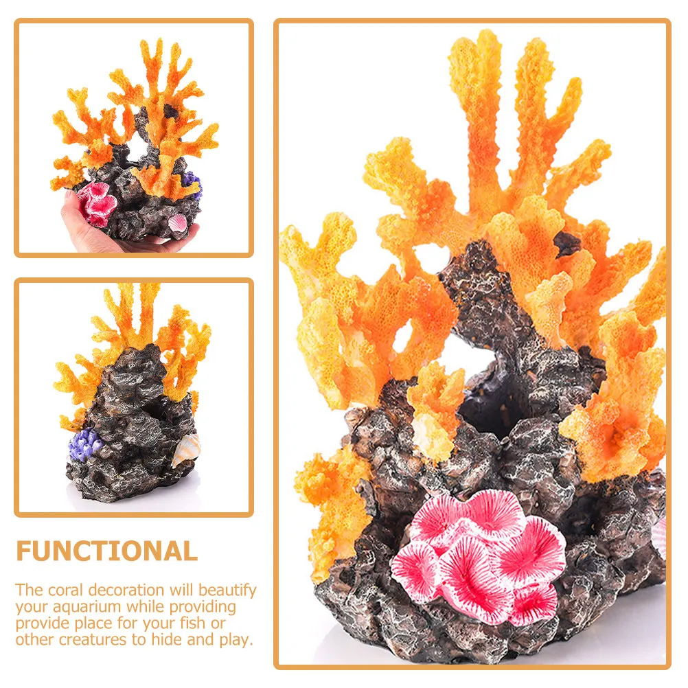 Premium Resin Artificial Coral Reef Decor for Freshwater Saltwater Aquariums Fish Tank Decorations with Realistic Texture Depth