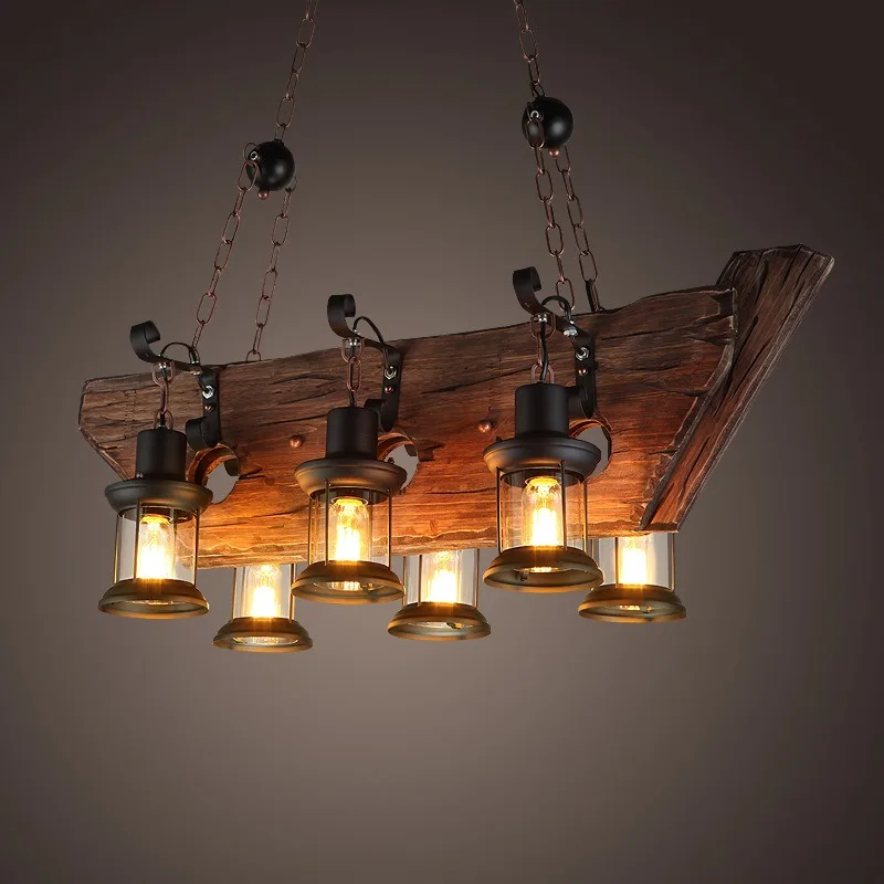 Industrial style chandelier, American rural network coffee restaurant bar bar retro creative light led light luxury