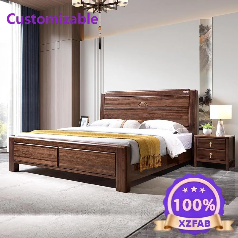 Factory Direct 2026 New high-end brand ebony new Chinese-style solid wood bed tenon and mortise all solid wood light luxury mode