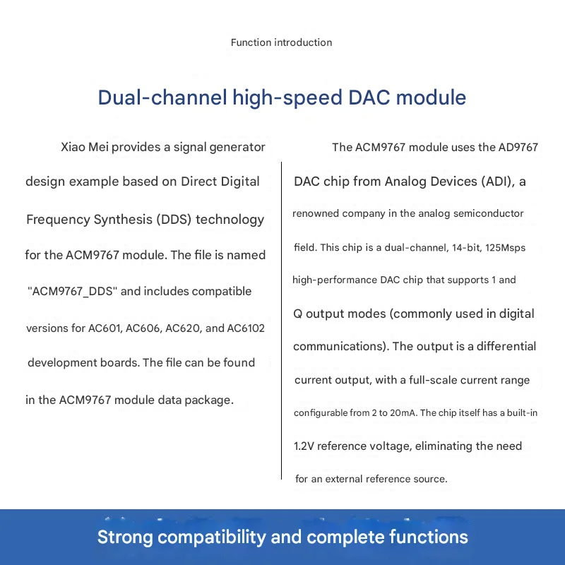 FPGA, AD9767 high-speed dual-channel DAC module, matched with FPGA development board, compatible with DE2